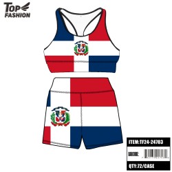 DOMINICAN REPUBLIC FLAG SHORT YOGA SUIT 72PC/CS