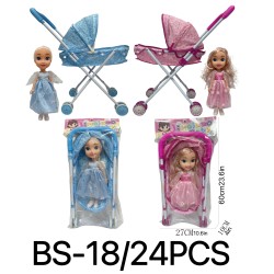 DOLL WITH STROLLER 24PC/CS