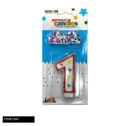 CANDLE - POLKA DOT NUMBER CANDLE 1 24DZ/CS