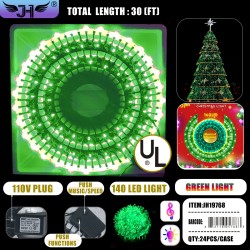 CHRISTMAS LIGHT - 140L GREEN WIRE GREEN COLOR W/MUSIC 24PC/CS