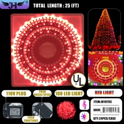 CHRISTMAS LIGHT - 100L GREEN WIRE RED COLOR W/MUSIC 24PC/CS