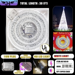 CHRISTMAS LIGHT - 140L WHITE WIRE WHITE W/ MUSIC 24PC/CS