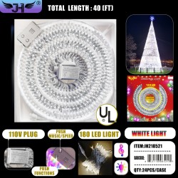 CHRISTMAS LIGHT - 180L WHITE WIRE WHITE W/ MUSIC 24PC/CS