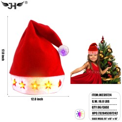 CHRISTMAS HAT - LIGHT UP BALL TIP RED 8DZ/CS