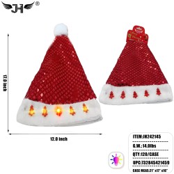 CHRISTMAS HAT - LIGHT UP RED & GOLD NET 10DZ/CS