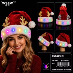 CHRISTMAS HAT - LIGHT UP REINDEER 12DZ/CS