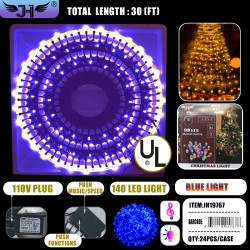 CHRISTMAS LIGHT - 140L GREEN WIRE BLUE COLOR W/MUSIC 24PC/CS