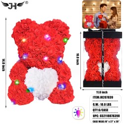 ROSE BEAR - LIGHT UP RED BEAR WITH WHITE HEART 14