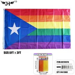 3x5FT RAINBOW PUERTO RICO FLAG 12DZ/CS