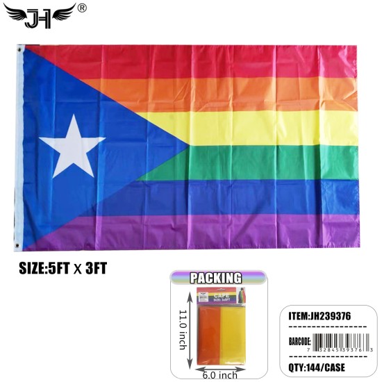 FLAG - 3FTX5FT RAINBOW PUERTO RICO FLAG 6DZ/12DZ/CS