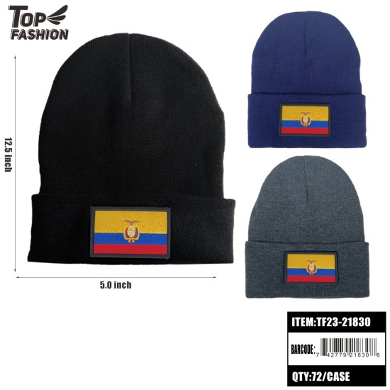 ECUADOR FLAG 3-COLOR KNITTED HAT 72PC/CS