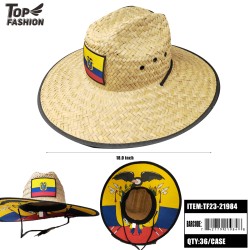 ECUADOR FLAG STRAW HAT 36PC/CS