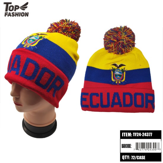 ECUADOR FLAG KNITTED HAT 72PC/CS