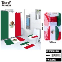 MEXICO FLAG MAT + SHOWER CURTAIN 16-PIECE SET 12PC/CS