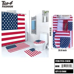 AMERICAN FLAG MAT + SHOWER CURTAIN 16-PIECE SET 12PC/CS