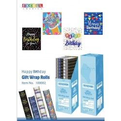 GIFT WRAPPING - HAPPY BIRTHDAY 125 SQ ROLL (48PC)1BX/CS