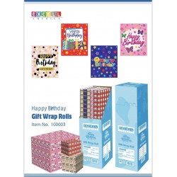 WRAPPING PAPER - HAPPY BIRTHDAY 125 SQ ROLL (48PC)1BX/CS