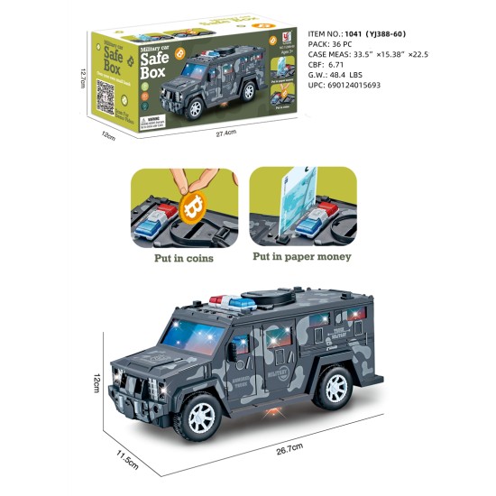 B/O ARMORED TRUCK PIGGY BANK W/LIGHT 18PC/2BX/36PC/CS