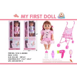 DOLL STROLLER WITH GIRL ACCESSORIES 12