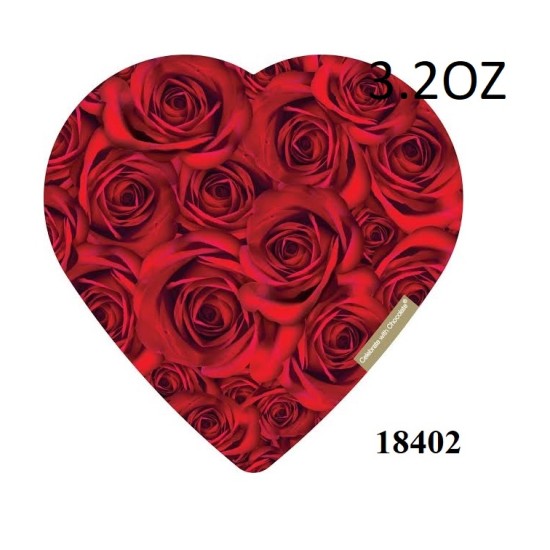 3.2OZ. CHOCOLATE ROSE BOUQUET HEART BOX (24PC) 1BX/CS