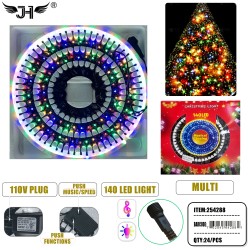 CHRISTMAS LIGHT - 140L GREEN WIRE MULTI LIGHT  24PC/CS