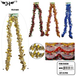 GARLAND - 9.5FT RED TINSEL 4 STYLE (6PC) 12PK/CS
