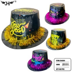 NEW YEAR HAT - TINSEL PAPER HAT 4 ASST 4DZ/CS