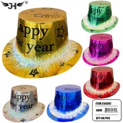 NEW YEAR HAT - TINSEL PAPER HAT 6 ASST 4DZ/CS