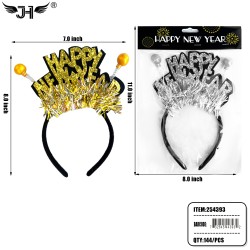 NEW YEAR HEADBAND - HAPPY NEW YEAR SILVER & GOLD 12DZ/CS