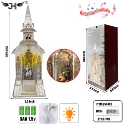 CHRISTMAS LANTERN - SNOW GLOBE RELIGIOUS L & M 6PC/CS