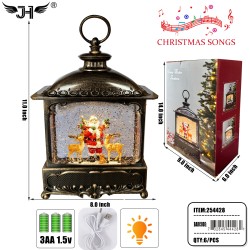 CHRISTMAS LANTERN - SNOW GLOBE SANTA L & M 6PC/CS