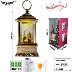 CHRISTMAS LANTERN - SNOW GLOBE RELIGIOUS L&M 6PC/CS
