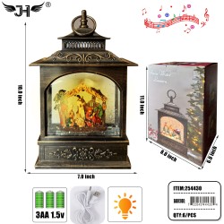 CHRISTMAS LANTERN - SNOW GLOBE NATIVITY L&M 6PC/CS