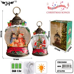 CHRISTMAS LANTERN - SNOW GLOBE SANTA & SNOWMAN 6PC/CS