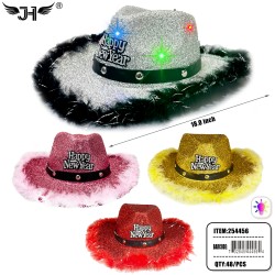 NEW YEAR HAT - LIGHT UP COWBOY 4 COLOR MIX 4DZ/CS