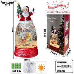 CHRISTMAS LANTERN - SNOW GLOBE SANTA L&M 6PC/CS