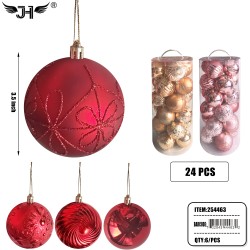 CHRISTMAS ORNAMENT - 24CT 3 COLOR 6PC/CS