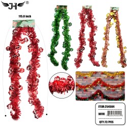 GARLAND - 9.5FT RED TINSEL 3 STYLE (6PC) 12PK/CS