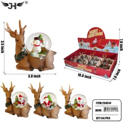 CHRISTMAS SNOW GLOBE - MIX 4 STYLE REINDEER (9PC/BX) 6BX/CS