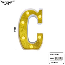 LETTER - C GLITTER LIGHT UP HANGING DECORATE (6PC/BG) 6BG/CS