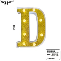 LETTER - D GLITTER LIGHT UP HANGING DECORATE (6PC/BG) 6BG/CS