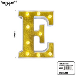 LETTER - E GLITTER LIGHT UP HANGING DECORATE (6PC/BG) 6BG/CS