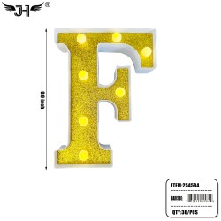 LETTER - F GLITTER LIGHT UP HANGING DECORATE (6PC/BG) 6BG/CS