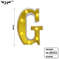 LETTER - G GLITTER LIGHT UP HANGING DECORATE (6PC/BG) 6BG/CS