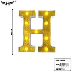 LETTER - H GLITTER LIGHT UP HANGING DECORATE (6PC/BG) 6BG/CS
