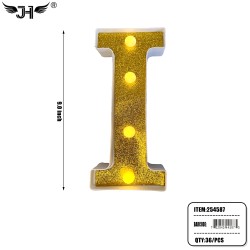 LETTER - I GLITTER LIGHT UP HANGING DECORATE (6PC/BG) 6BG/CS