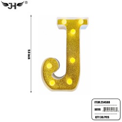 LETTER - J GLITTER LIGHT UP HANGING DECORATE (6PC/BG) 6BG/CS