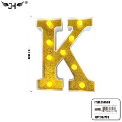 LETTER - K GLITTER LIGHT UP HANGING DECORATE (6PC/BG) 6BG/CS