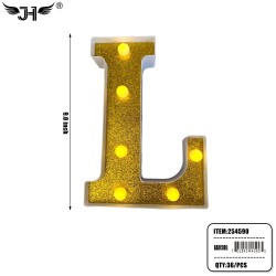 LETTER - L GLITTER LIGHT UP HANGING DECORATE (6PC/BG) 6BG/CS