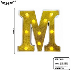 LETTER - M GLITTER LIGHT UP HANGING DECORATE (6PC/BG) 6BG/CS